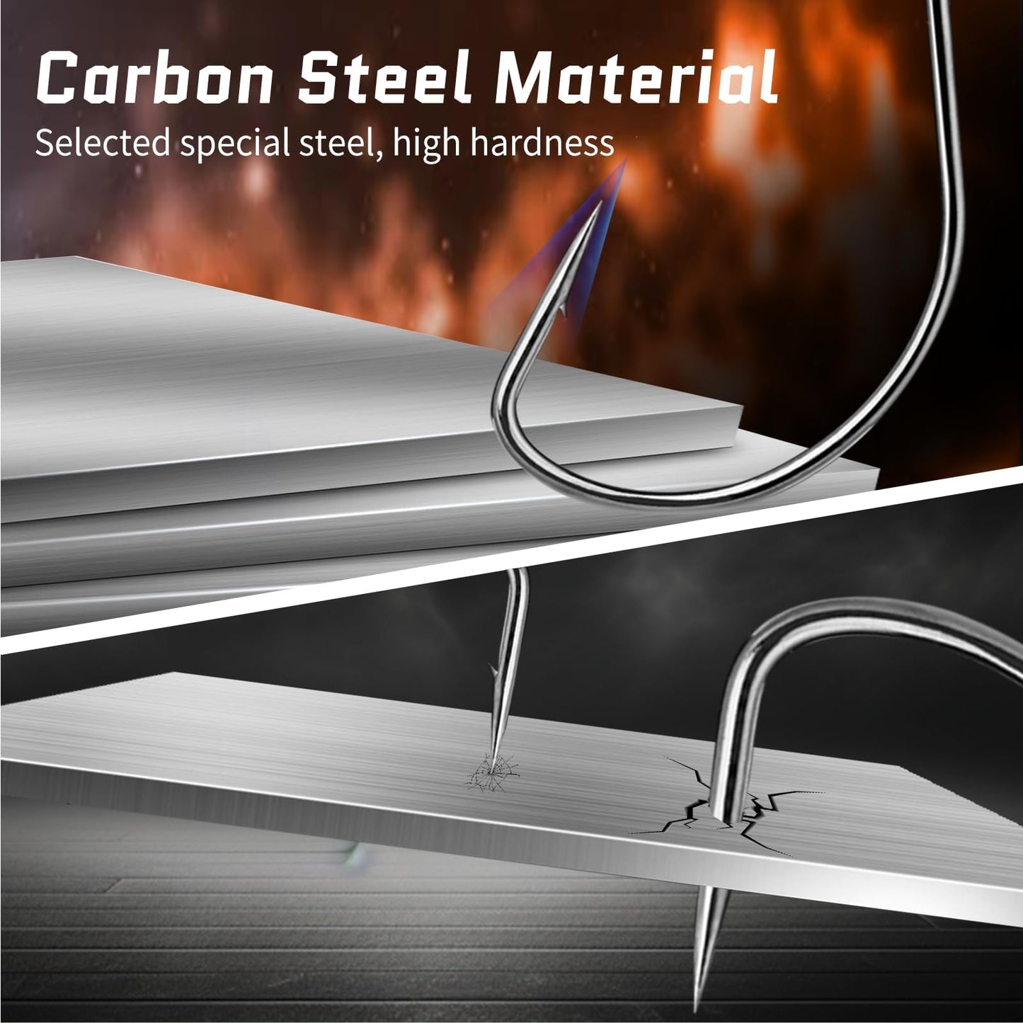 FishTrip EWG Hooks for Bass Fishing-50pcs Offset Worm Hook Texas Rig Hooks for Freshwater Saltwater Size 3/0