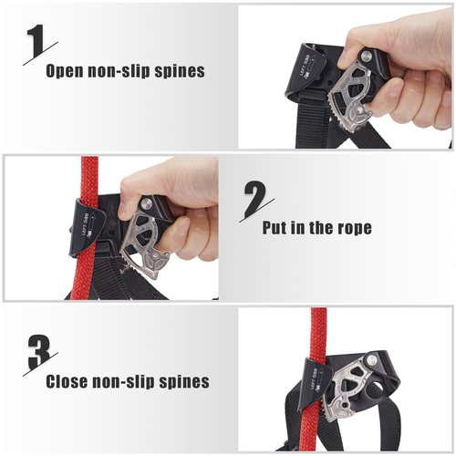 SOB Foot Ascender,Outdoor Mountaineering Tree Arborist Climbing Rappelling Equip for 8-13mm Rope Right (Left Black+Right Orange)