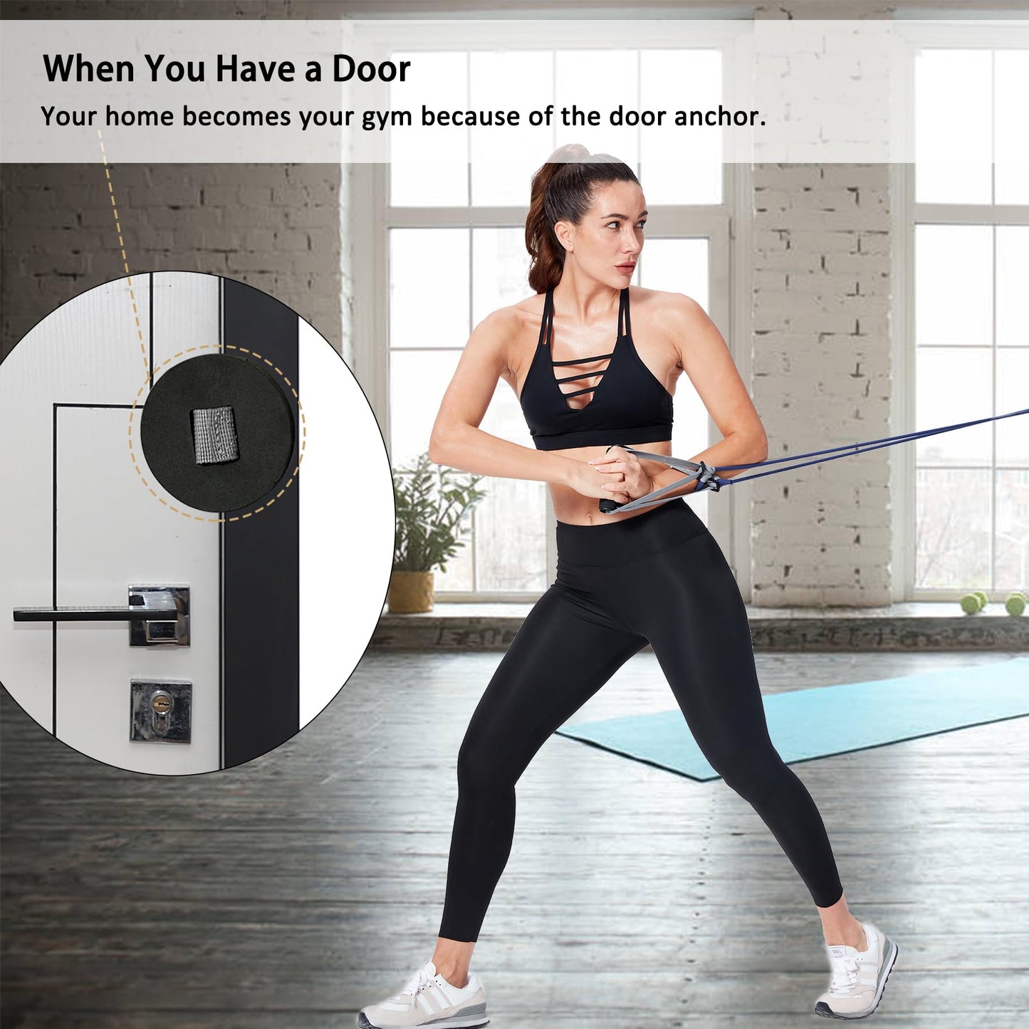 Hshbxd Resistance Band Handles & Accessories Kit for Elastic Bands & Tubes, Modern Silver and Black Nylon Exercise Strap Accessories