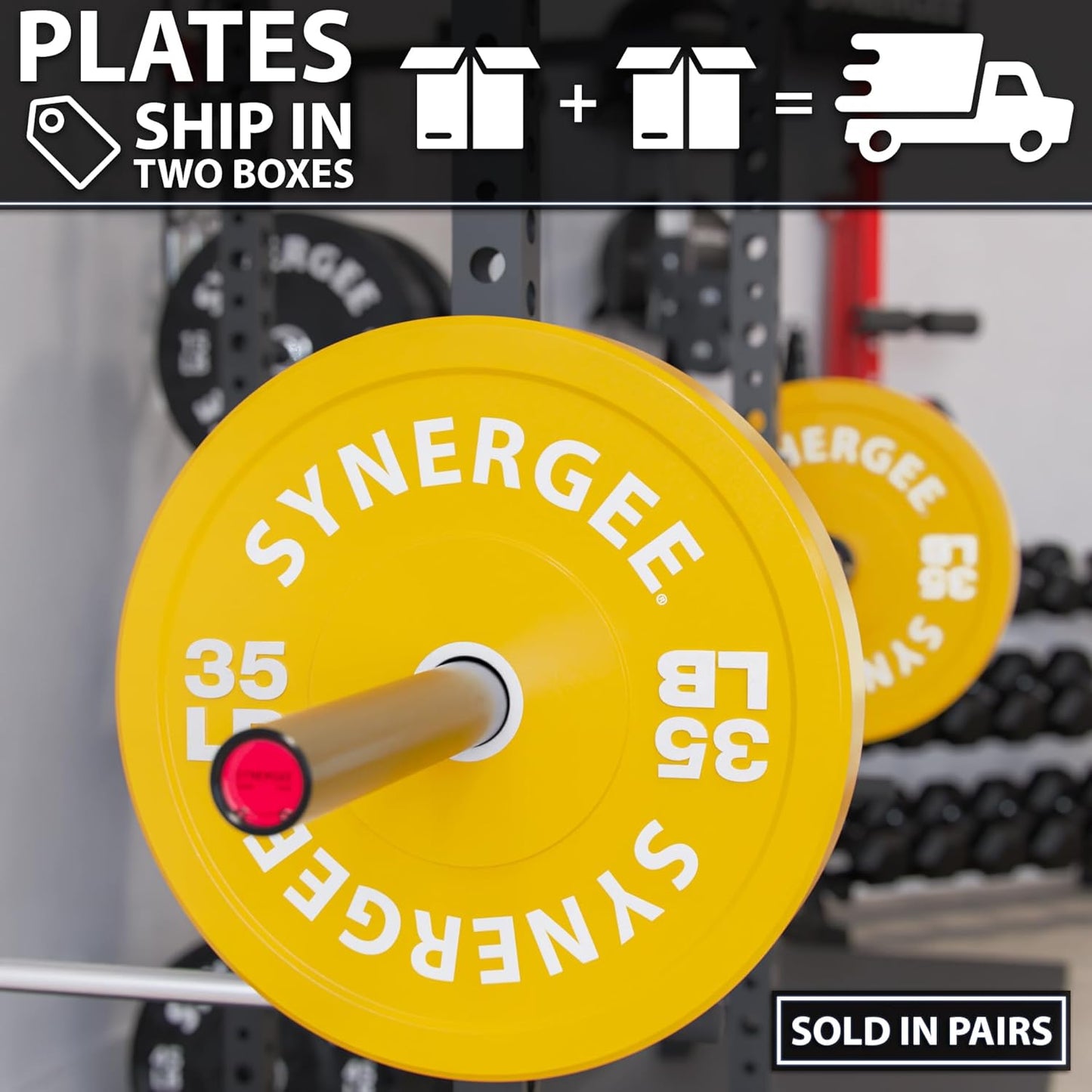 Synergee Bumper Plates – Durable Olympic Weight Plates, Low-Bounce Rubber for Strength Training, Powerlifting, and Functional Workouts.