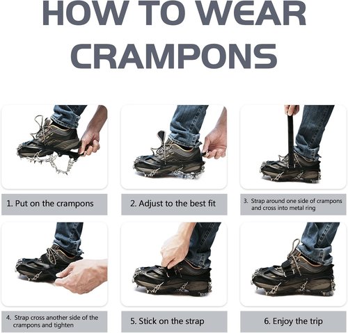 Snow Spikes for Shoes, 32 Non-Slip Spikes, Superior Traction, Hiking, Outdoor (X-Large)