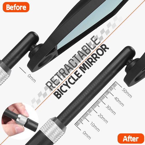 WEST BIKING Anti-Glare Handlebar Bike Mirror - Bike Rear View Mirror With Retractable & 360 ° Adjustable Lens, Foldable Bicycle Mirror For 20-23mm Handlebar (2PCS)