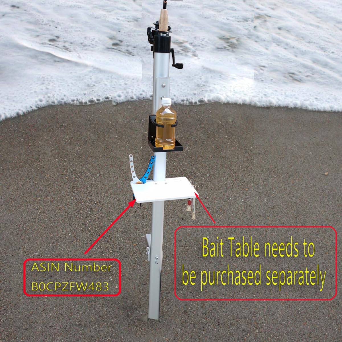 Brocraft Surf Rod Holder with Cup Holder and Sand Spike for Fishing