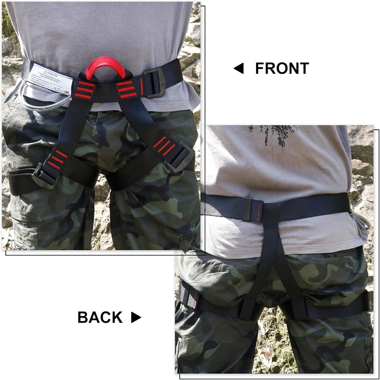 NewDoar Climbing Harness, Mountaineering Rock Climbing Harness, Half Body Harness for Rappelling Fire Rescuing Tree Climbing