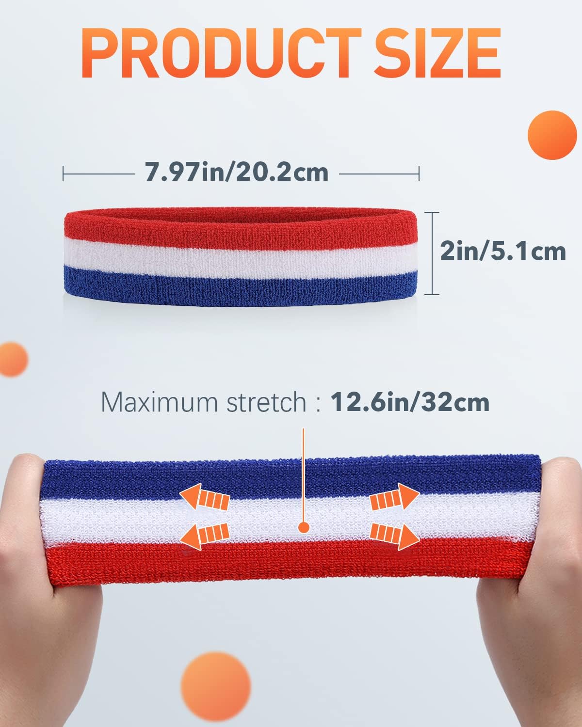 Tanluhu Sweatbands Sport Headbands for Working Out, Execise, Tennis, Basketball, Running - Terry Cloth Athletic Sweat Cotton Headband Outdoor for Men & Women