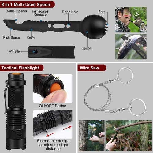 Gifts for Father's Day Men - 118-in-1 Survival Kits - Military-Grade Survival Gear for Outdoor Adventures, Disaster Preparedness, Car/Home/Office Emergency Kit with First Aid Supplies