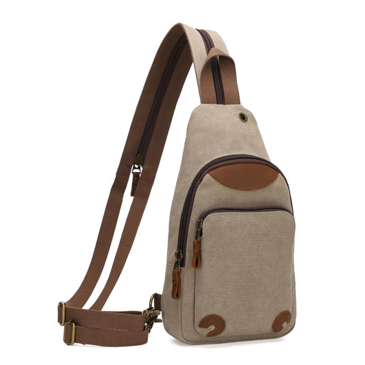KL928 Canvas Sling Bag Crossbody Backpack Shoulder Casual Rucksack for Men Women, Khaki