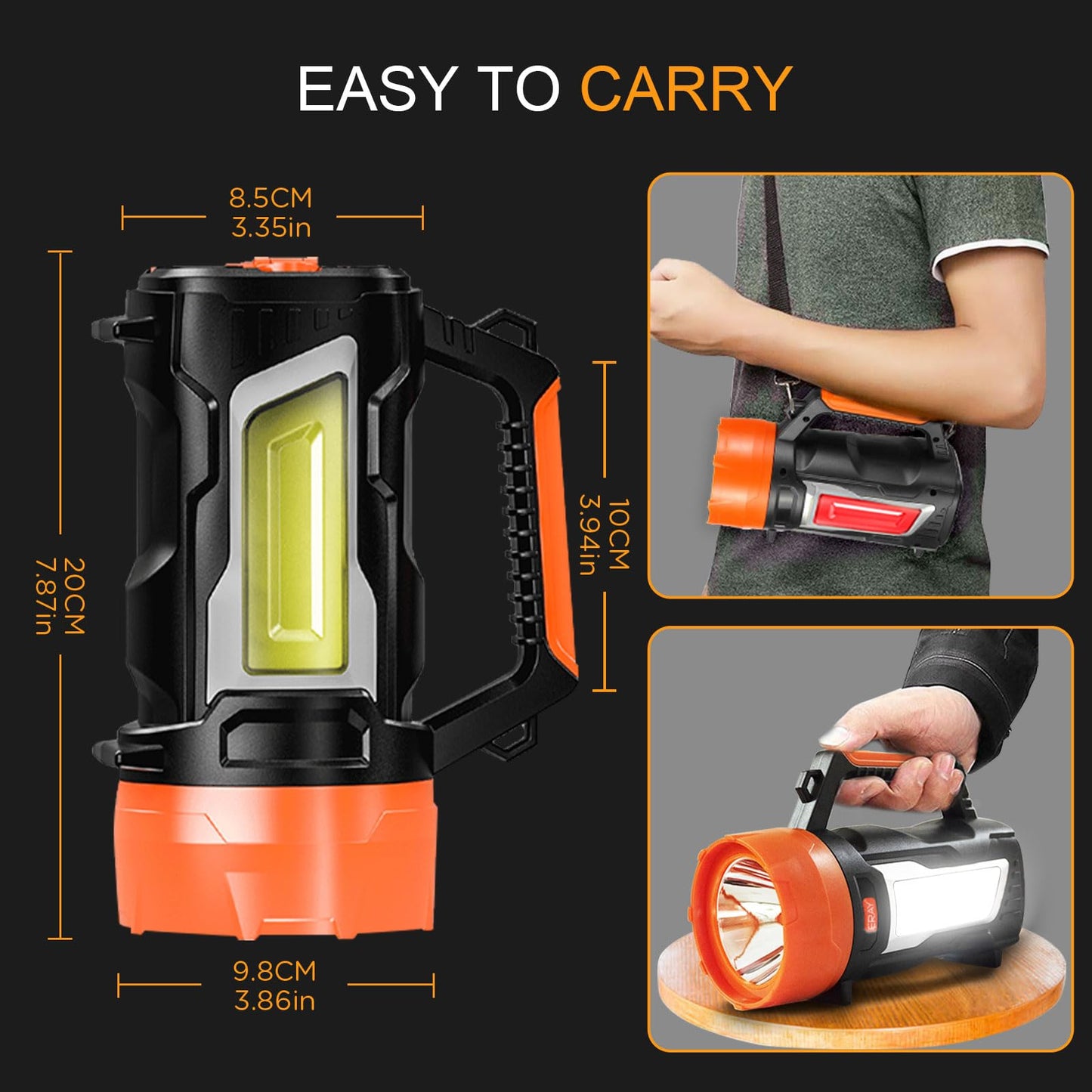 Hand Crank Powered LED Camping Lantern Rechargeable Flashlight, 6 Light Modes, IPX4 Waterproof, Durable, Camping Essentials, Lantern Flashlight for Outdoor Hiking, Hurricane Emergency, Power Outages