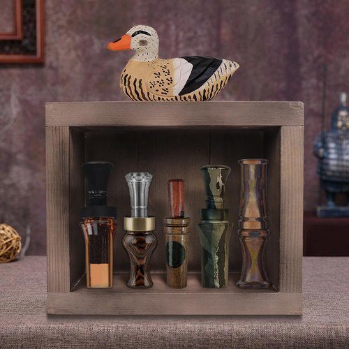 Nosadi Duck Call Display Case Handcrafted Wooden DuckCall Box for 5 Duck Calls - Duck Call Storage Shelf Cabinet for Duck Hunting Enthusiasts or Home Decoration, 12.6"x6.3"