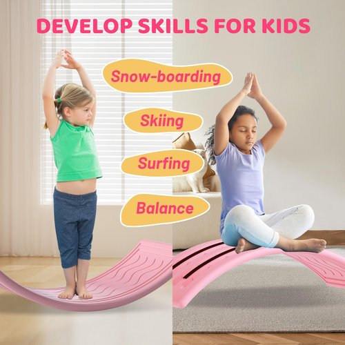 Wobble Balance Board for Kids Toddler,31 Inch Rocker Board Large Balance Trainer for Teens Adults Up to 165 LBS, Montessori Open Ended Learning Toy, Exercise and Yoga Curvy Board for Office Classroom