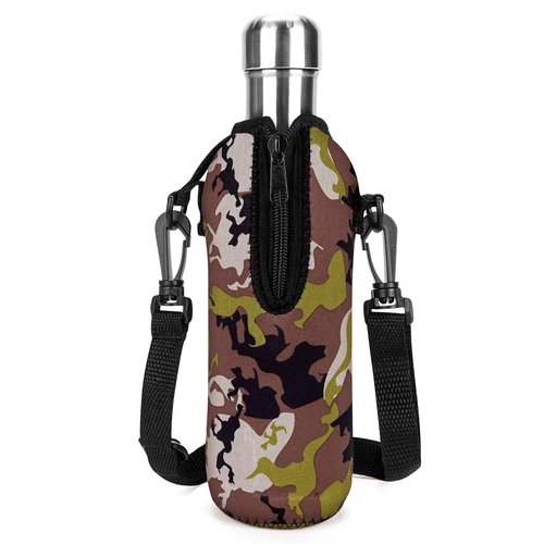 Linkidea Neoprene Water Bottle Carrier with Strap Compatible with S Original, Koodee, MIRA 17oz Cola Shaped Bottle, Insulated Waterbottle Sling Bag Holder with Shoulder Strap, Camo