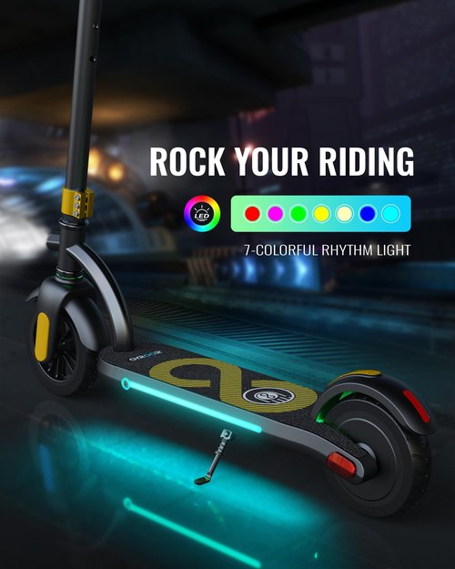 Gyroor H40 Kids Electric Scooter, 180W Motor, Up to 10 MPH, LED Display & Colorful Lights, Adjustable Height, for Boys & Girls Ages 8-12, Great Birthday Gift,H40-Gold