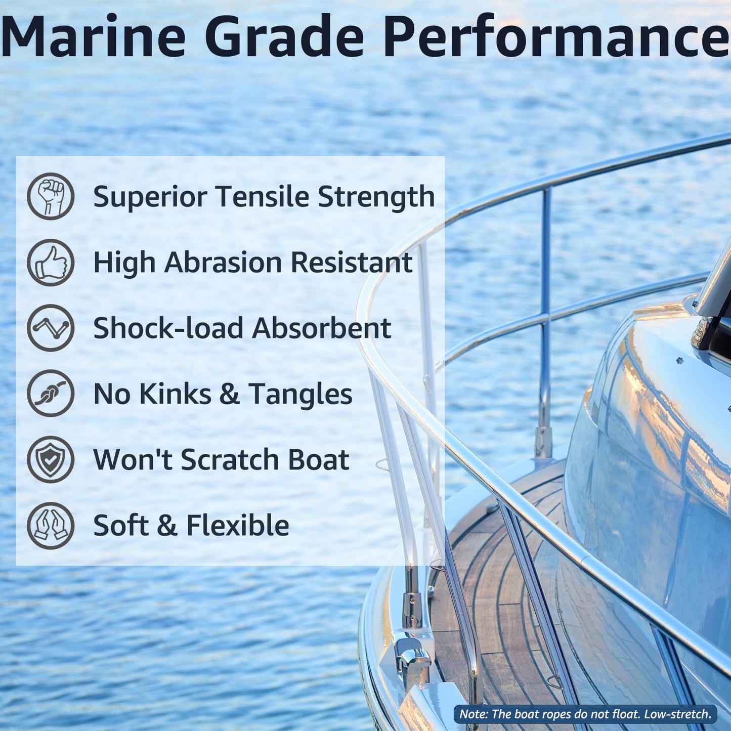 PACTHSD Double Braid 1/2" x 20' Boat Dock Lines (2-Pack) – Nylon Boat Ropes for Docking with 12" Spliced Eye – Heavy Duty Marine Rope – Soft & Durable Boat Lines for Pontoon and Light Boat (Navy Blue)