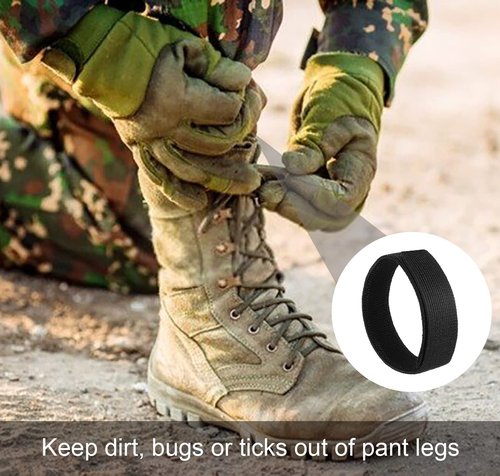 Black Boot Blousers Elastic Military Blousing Straps Bands, Tactical Military Ankle Straps for Boots, Adjustable Leg Straps for Hunting Gardening Hiking Cycling Fishing Army Uniforms, 30*2.5cm, 4Pcs