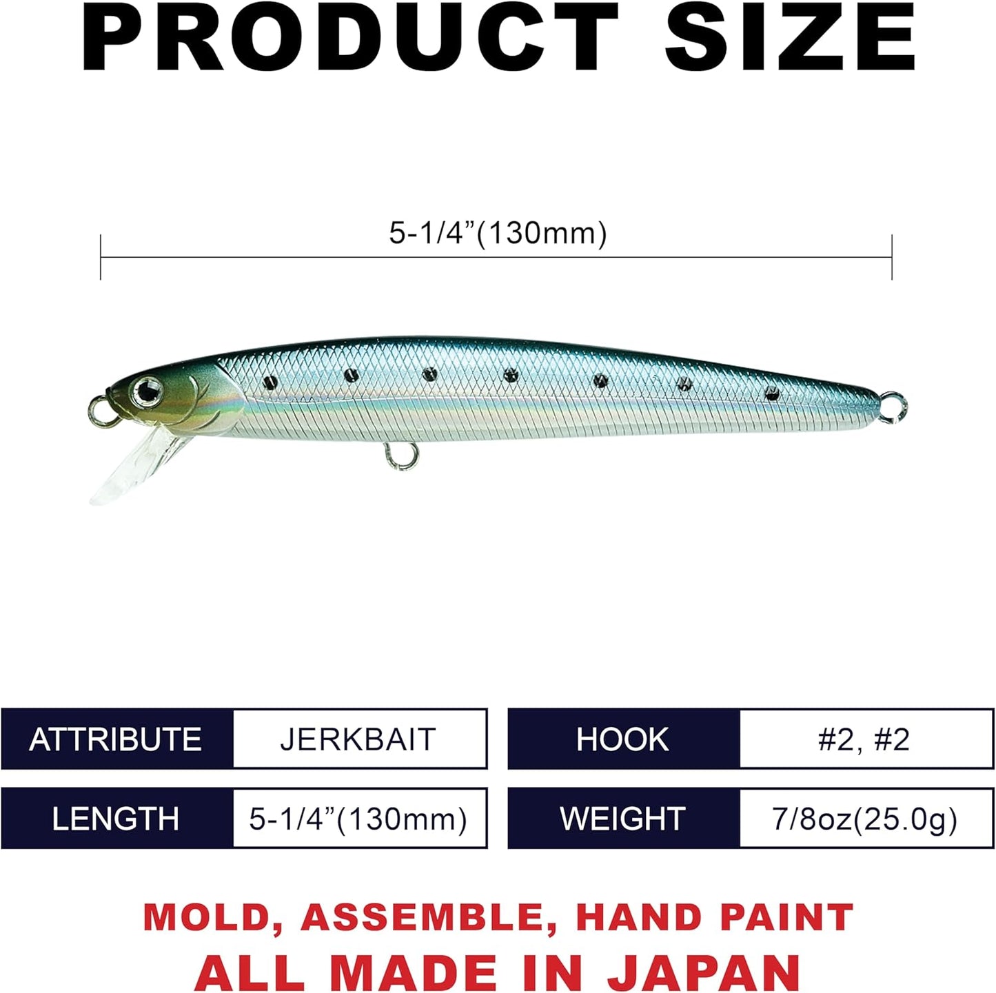 LUCKY CRAFT FlashMinnow 130MRS, Saltwater Surf Fishing Lures, Jerkbait, Halibut, Surf Perch, Calico Bass, White Seabass, Striped Bass, Sinking, Fishing Gear, Fishing Accessories, Fishing Tackle