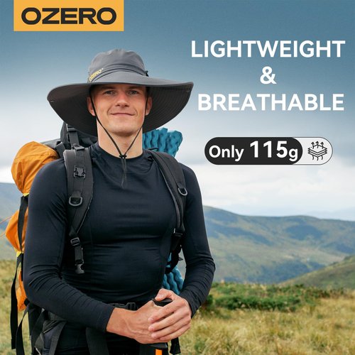 OZERO Sun Hats for Women: Gardening Hat Wide Brim Beach UV UPF Sun Protection - Breathable Cotton Outdoor Travel Hiking Beach Summer Hat with Fold-Up Brim, Green