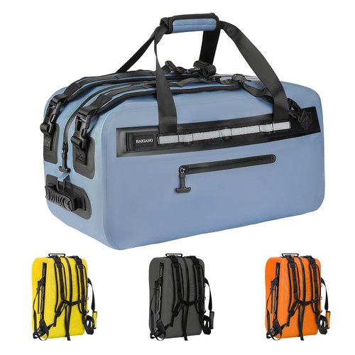 Haigang 50L Waterproof Dry Duffle Bag Dry Backpack 840D TPU Heavy Duty Dry Bag,Rubber Airtight Zipper, for Kayaking,Boating,Motorcycling,Camping,Rafting,Surfing, Swimming,Fishing,Beach Vacation,Blue
