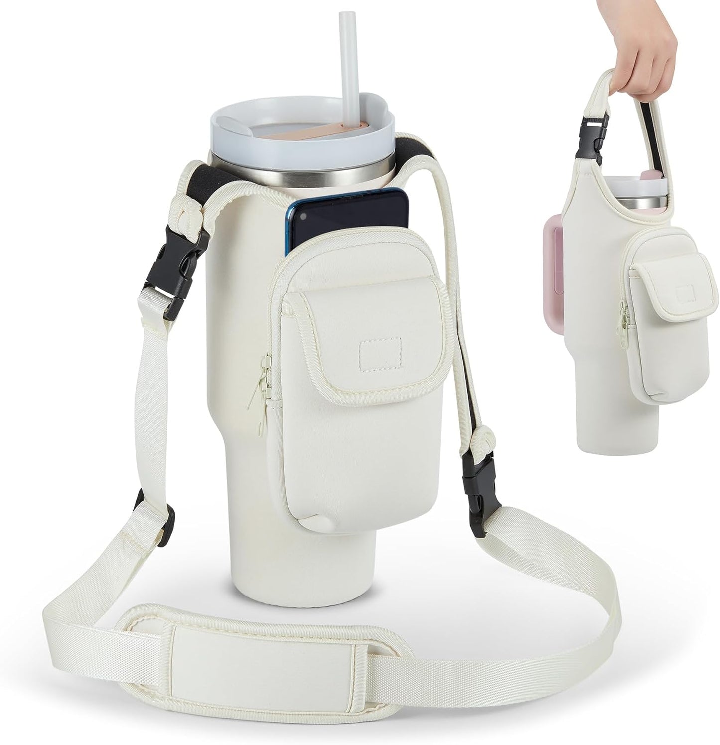 Insulated Neoprene Carrier Bag for Stanley 40/30oz Tumbler | Phone & Flap Pockets