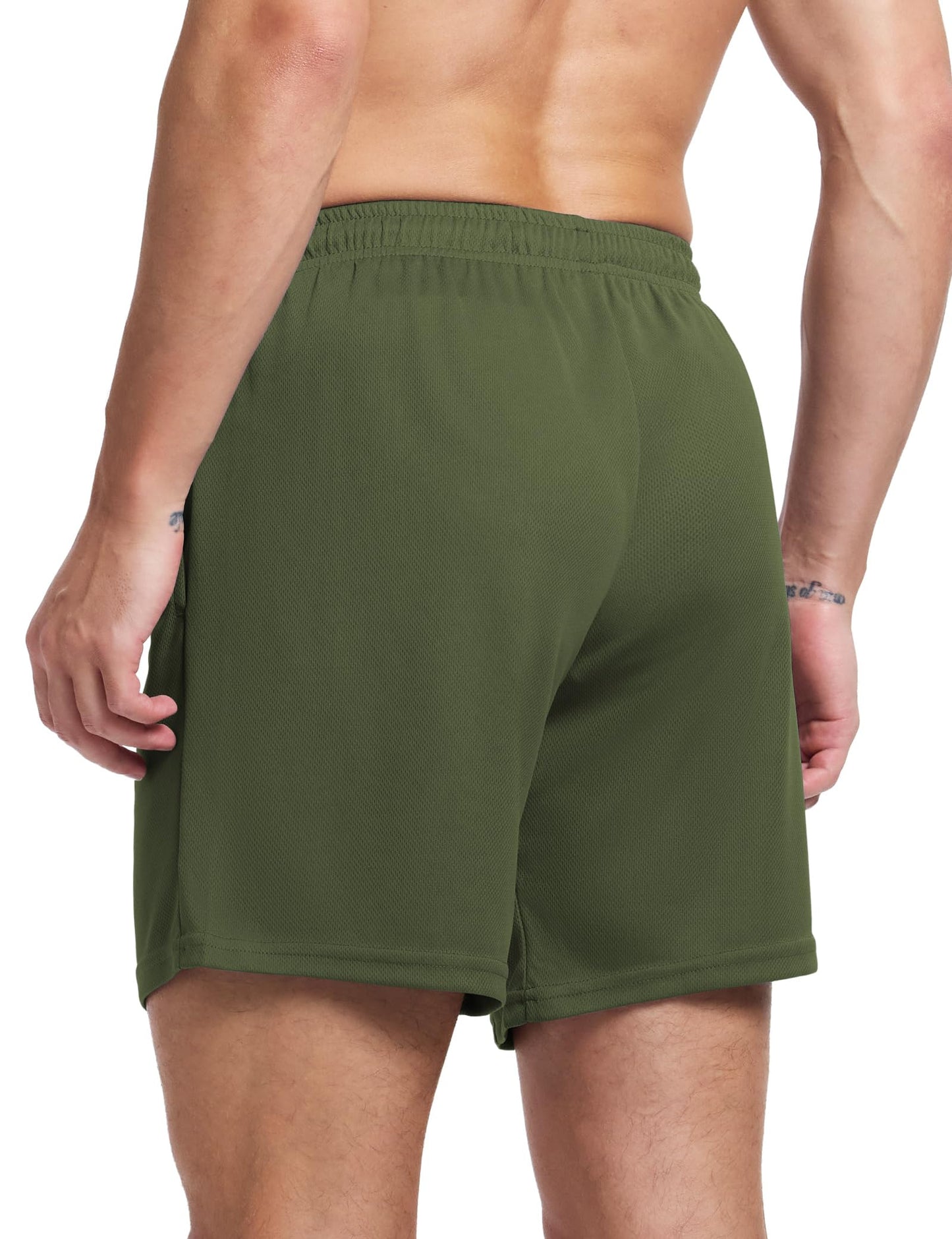 VGVB Men's 7 Inch Athletic Shorts Lightweight Workout Running Shorts Quick Dry Gym Shorts with Pockets Green,Large