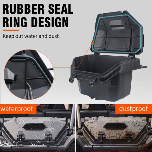 CUSAUTV 55 QT Rear Cargo Box Compatible with 2024 2025 Polaris RZR XP 1000/ XP 4 1000 Accessories UTV Water Resistant Rear Cargo Storage Box with Two Lockable Latches Replacement for 2884525