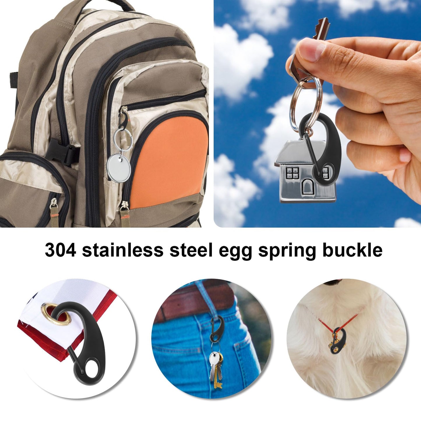 12 Pack Carabiner Clips Spring Snap Hook Buckle Clasps for Flag Poles, Marine, Ropes, Dog Leashes, Hiking (0.97inch/24.8mm)