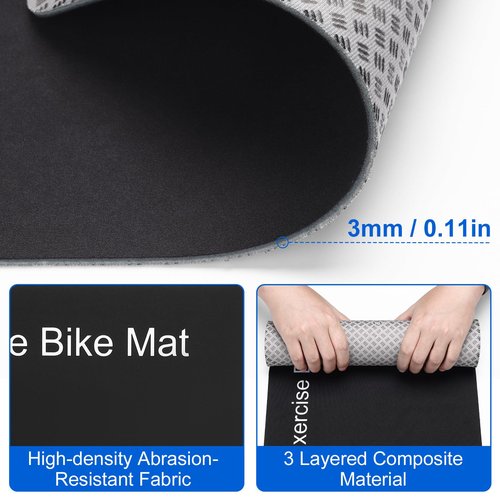 TOBWOLF 2PCS Non-Slip Mat Compatible with Peloton Bike, Concept 2 Rowing Machine, Exercise Bicycle Mats, Treadmill Pad for Carpet & Hardwood Floors, Workout Mat for Bike Trainer, Stationary Spin Bike