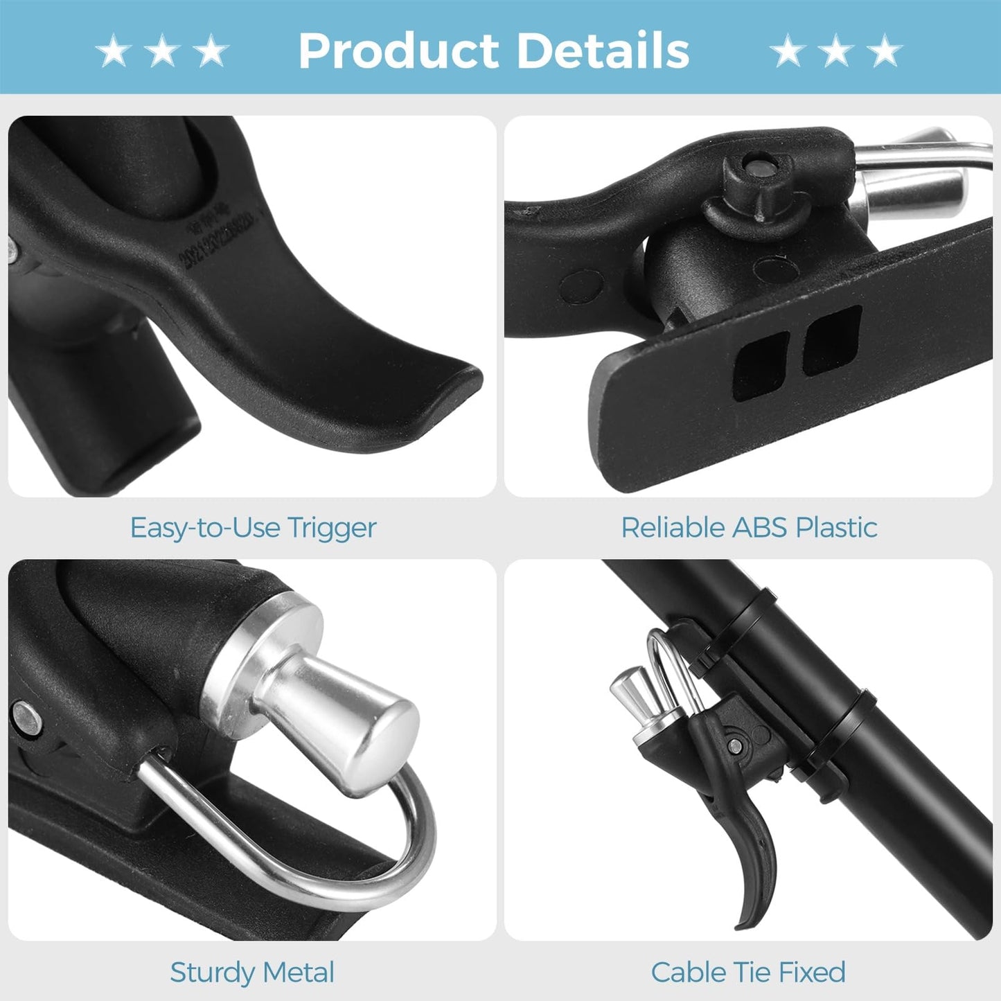 4 PCS Cannon Surf Fishing Trigger Casting Aid, Sea Fishing Cast Cannon Triggers, Marine Fishing Rod Trigger Clamps Finger Protect Aid