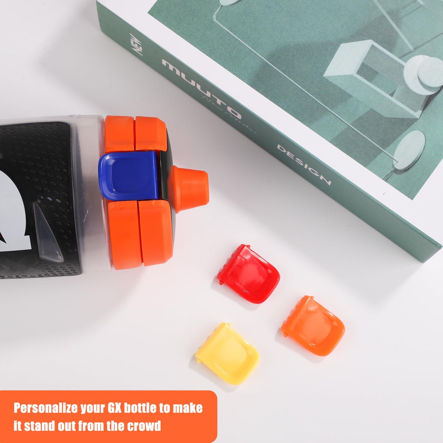 4pcs Replacement Lid Clips for Gatorade GX, Plastic Bottle Clamps Reliable Bottle Mouth Fastener Bottle Clasps Buckle Compatible with Gatorade 30oz GX Bottle(Red, Orange, Blue, Yellow)