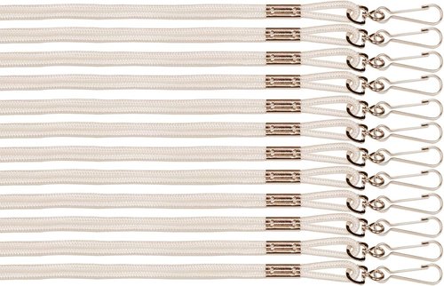 Champion Sports Nylon Lanyards with J-Hook Clip, White - 12 Pack (Retail Card)