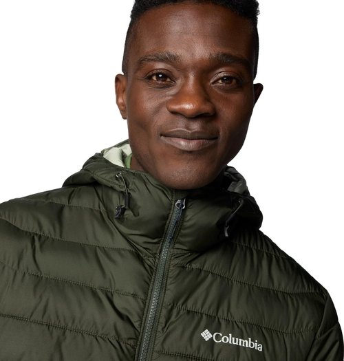 Columbia Men's Powder Lite II Hooded Jacket, Safari/Greenscape, 6X Big