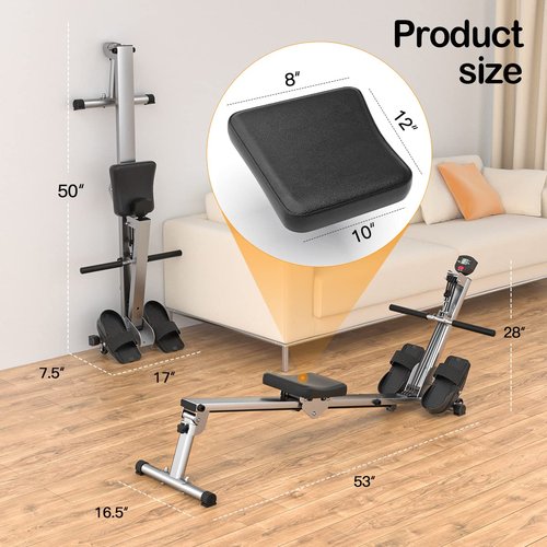 Rowing Machine for Home Use, LUBBYGIM Rowing Machine Foldable Rower with LCD Monitor - Hyper-Quiet & Smooth - 2025 Upgraded Version with 300LBS Loading Capacity
