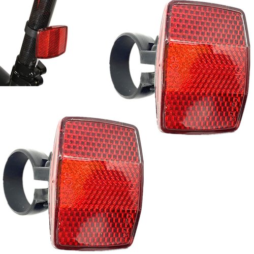 Duoduole 2 Pcs Bike Rear Reflectors Kit, Bike Reflectors Bike Handlebar Reflector Waterproof Bicycles Rear Seat Reflective Taillight for Handlebar Seatpost, Bike Road Safety Reflection Kit