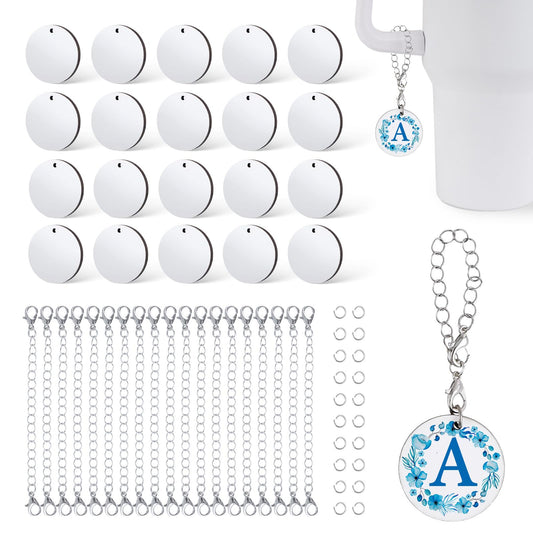 for FACULX 20 Sets Sublimation Letter Charms Accessories for Cup Sublimation Blanks Bulk Personalized Name ID Cup Charm for Tumbler with Chains Jump for RING DIY Crafts