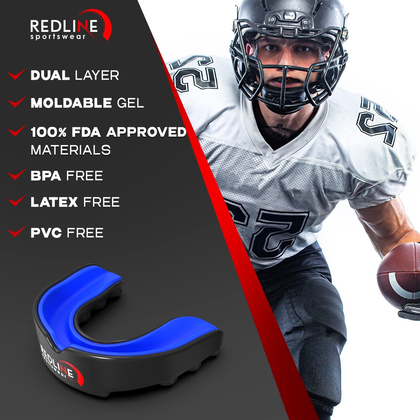 Sports Mouth Guard for Boxing, Football, MMA, Wrestling, Muay Thai, Hockey & Lacrosse Custom Fit Mouthguard for Men, Women, Kids & Youth Case Included, Comfortable, BPA Free, Braces Compatible