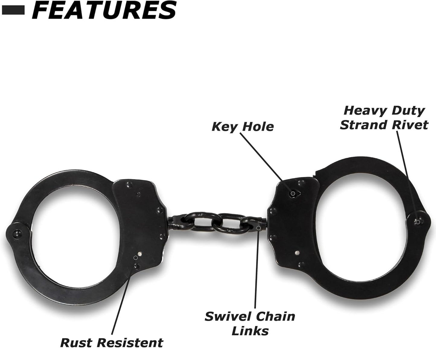 Snake Eye Tactical Steel Handcuffs with Two Keys Heavy Duty Steal Professional Grade | Secure Handcuffs.