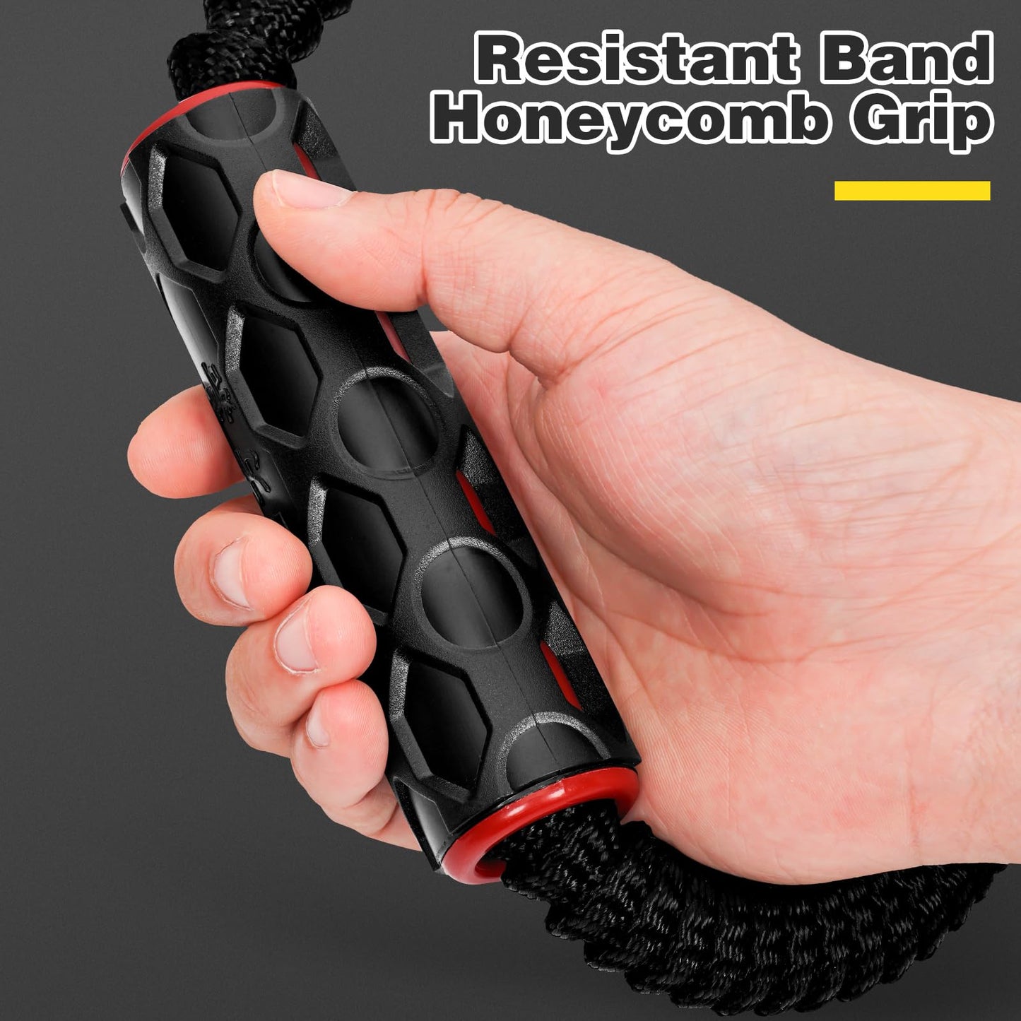 8-Shaped Resistance Band of 45 lbs, Detachable Buckle Hooks, Honeycomb Grips & Foot Pedal for Shoulder, Chest & Leg Training - Yoga Rope, Figure 8 Fitness Resistance Bands with Handles