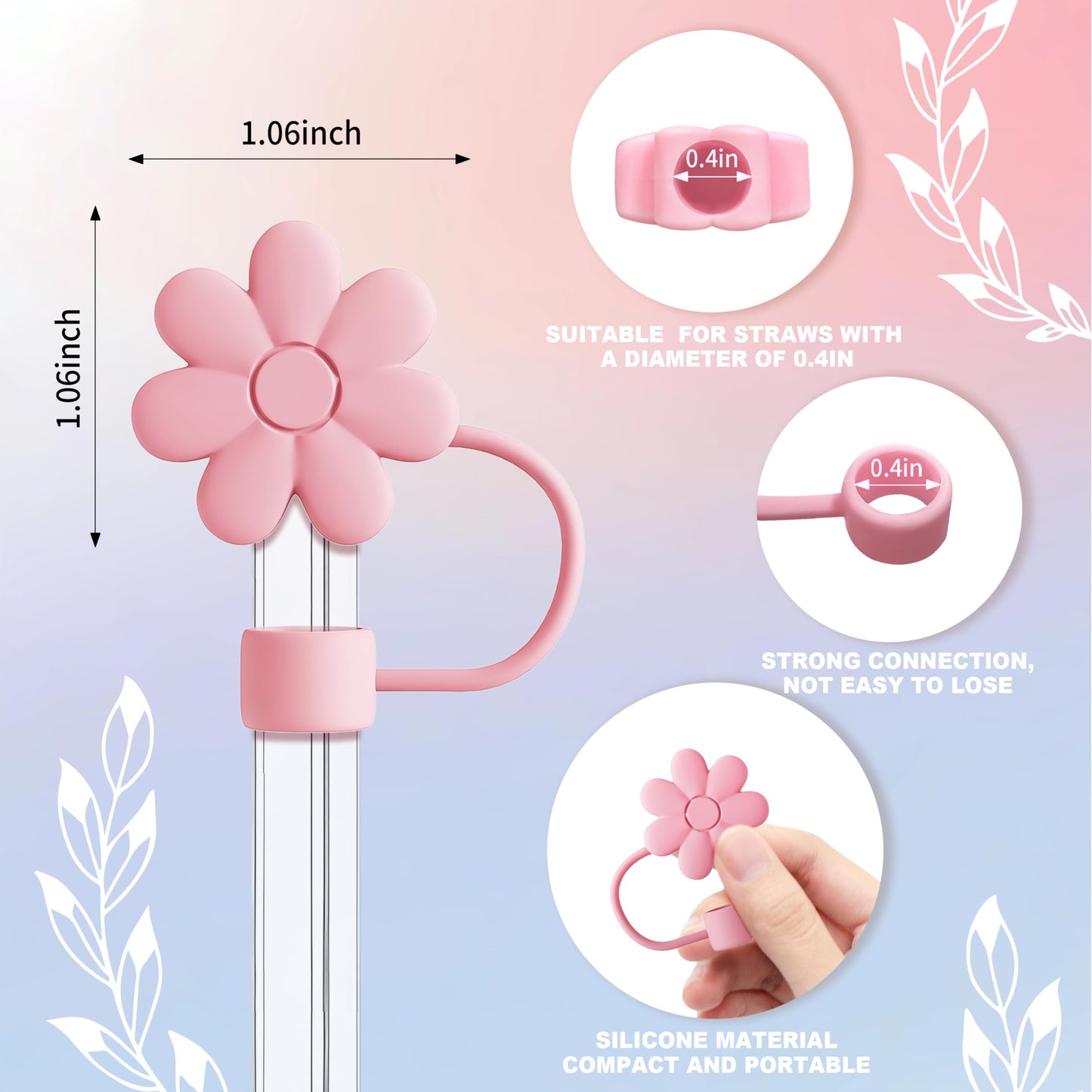 ANLABESY Compatible with Stanley Cup Accessories, 3PCS Hot Pink Straw Toppers for Stanley Cup Straw Cover Cap, 2PCS Cute Letter for 30&40 Oz Tumbler with Handle(A)