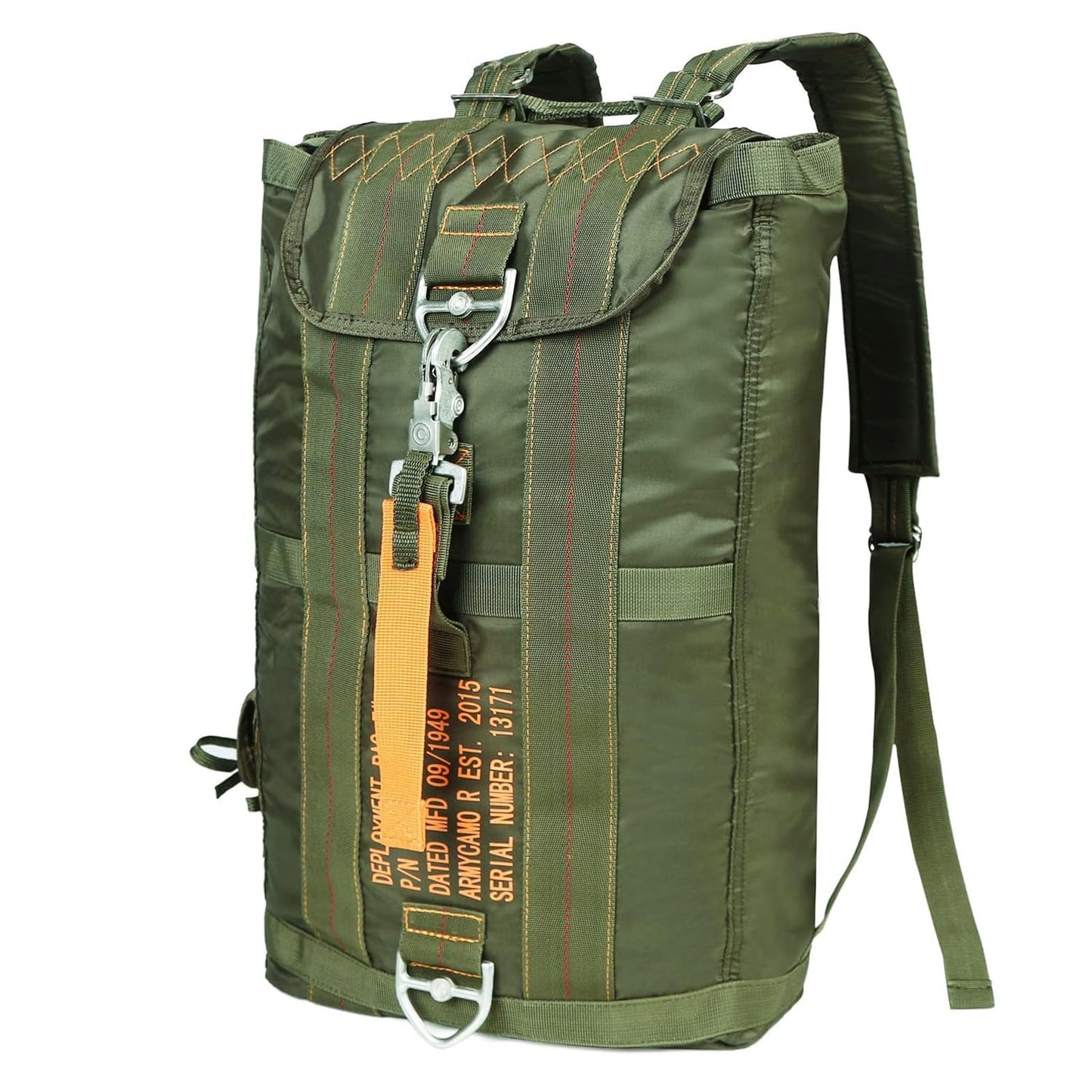Military Tactical Backpack Parachute Buckles Hook Nylon Rucksacks Flight Backpacks Day Pack for Outdoor,Hiking,Camping (Green)