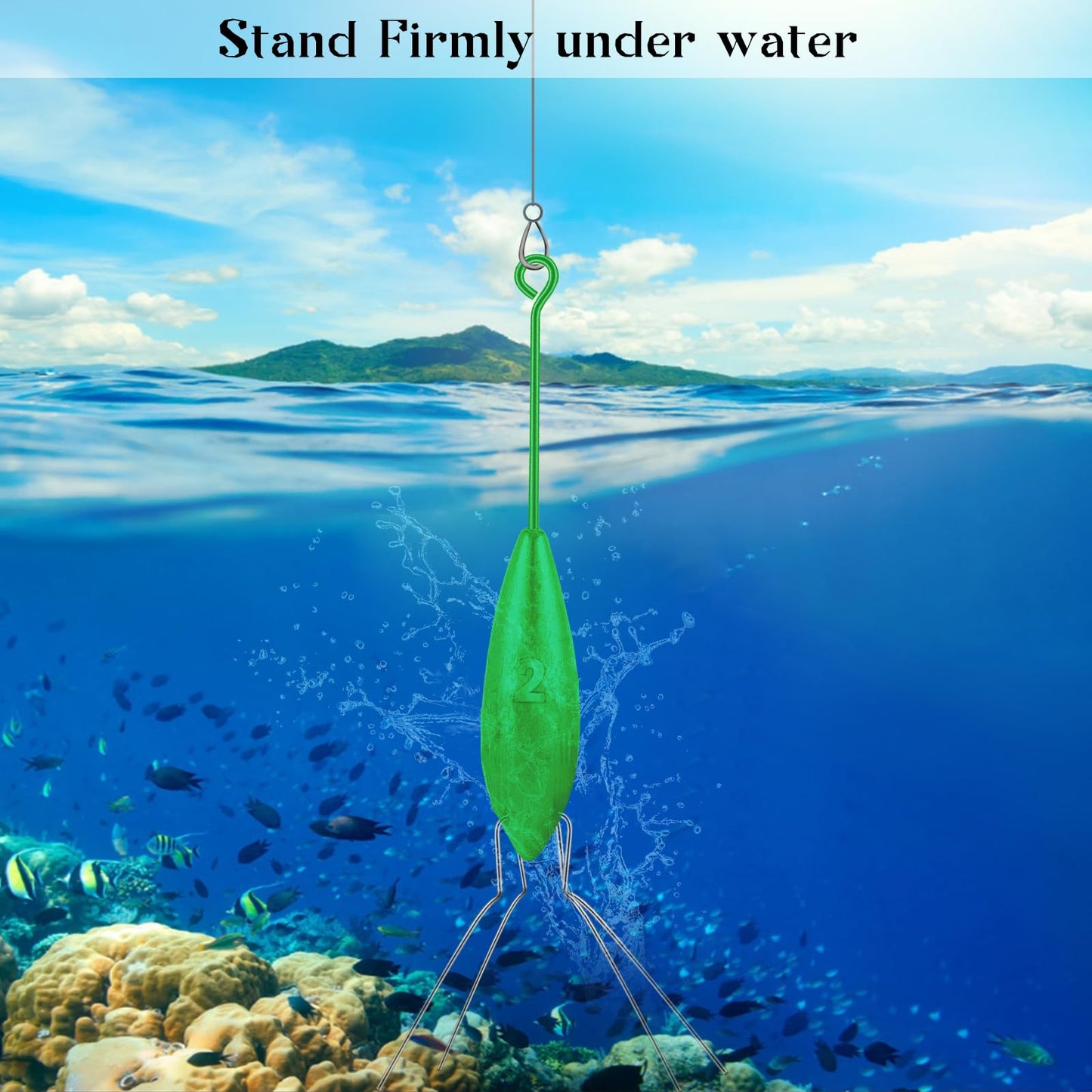 5 Pcs Sputnik Sinkers Surf Fishing Weight, Heavy-Duty Long Tail Fishing Weights Saltwater Surf Casting Sinkers,Fishing Weights Sinkers Spider Weights Surf Casting Sinkers（Green-2oz）