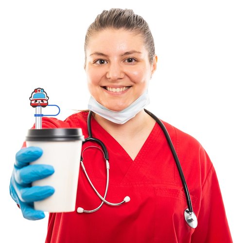 XLSXEXCL 50 Pcs Nurses Straw Cover Caps Compatible with Stanley Cup, Silicone Cute Reusable Straw Toppers Compatible with Stanley Cup Accessories 10mm