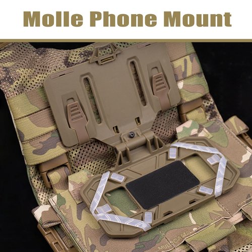 BShasrlim Tactical Vest Phone Holder, Airsoft Vest Accessories molle Mount,Universal Plate Carrier Phone Mount for Screen Size 4.7"-6.7"