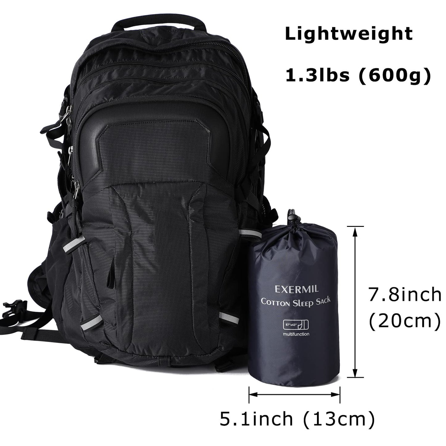 EXERMIL 100% Cotton Sleeping Bag Liner with Full Length Zipper on 3 Sides; Single/Double Adult Sleep Sack for Travel & Camping, Multifunctional Travel Sheets (Unzipped 87”x87”) for Hotel, Lightweight