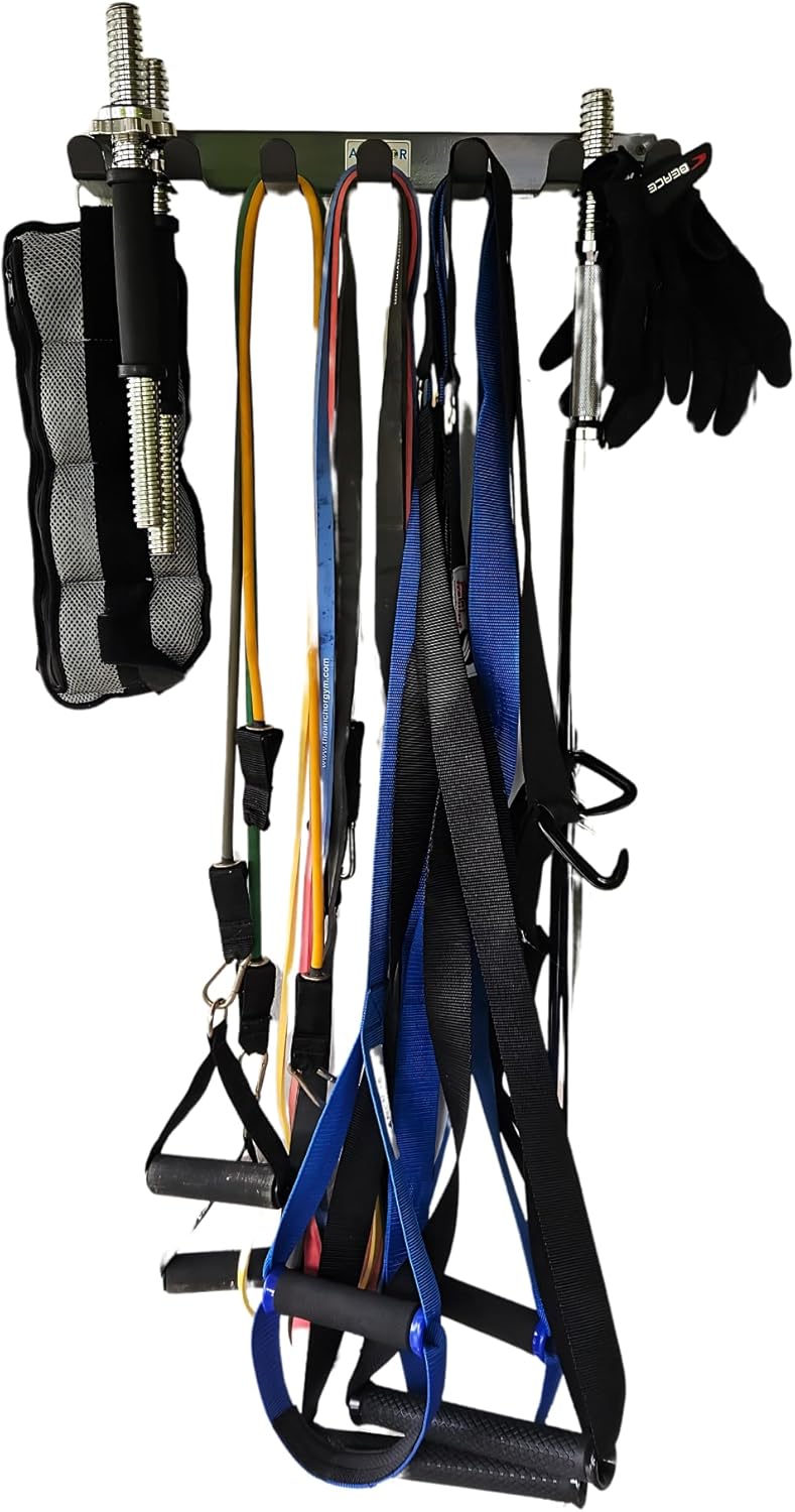 Anchor Gym Resistance Band Storage Rack - Gym Rack Organizer for Ropes, Straps & Small Dumbbells - (L-17 Inches) - (Screws Included)