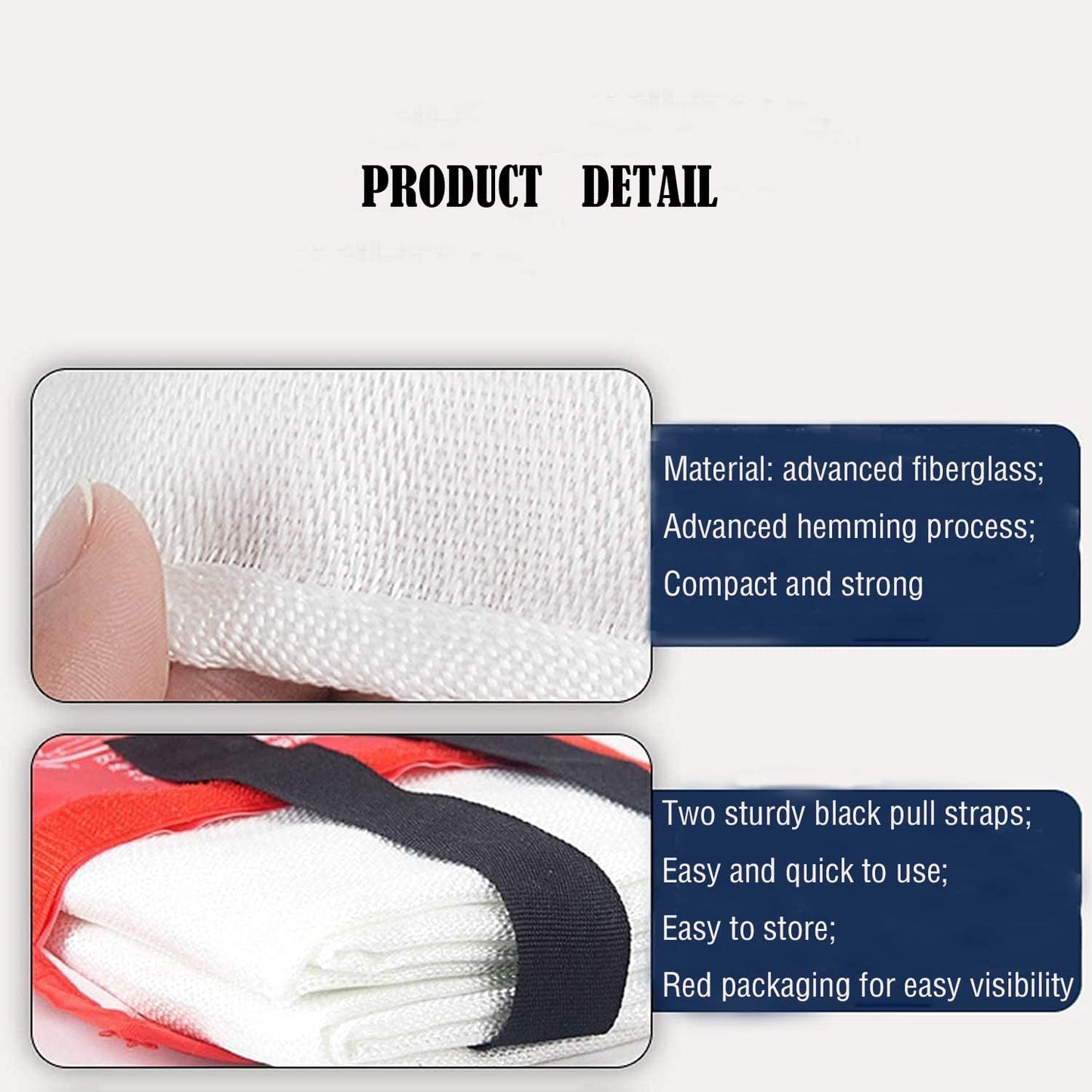 TONYKO Fiberglass Fire Blanket for Emergency Surival, Flame Retardant Protection and Heat Insulation with Various Sizes