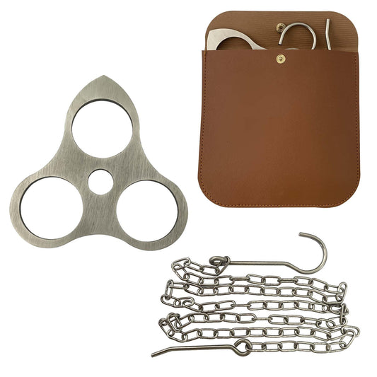 Stainless Steel Picnic Support Triangle,Suitable for Camping and Outdoor Cooking Triangle, Can Be Transformed Into a Tripod with Adjustable Chain Hanging Cookware, an Essential Outdoor Tool