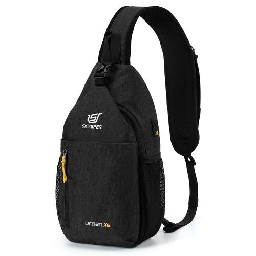 SKYSPER Sling Bag Crossbody Backpack - Chest Shoulder Cross Body Bag Travel Hiking Casual Daypack for Women Men(Jet Black)