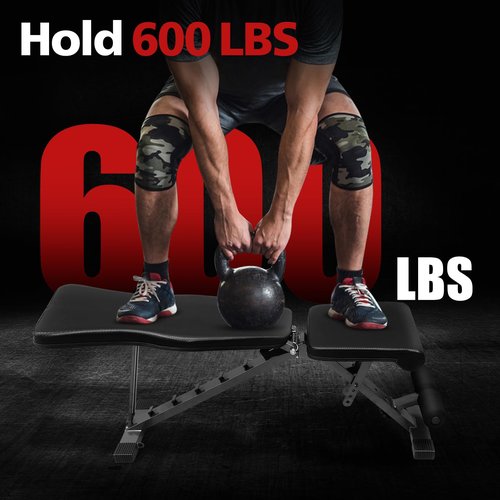 LSKSSNG Adjustable & Foldable Weight Bench Press, Decline Bench for Dumbbell Exercise, 600LBS Strength Training Benches for Full Body Workout, Multi-Purpose Incline Decline Workout Bench for Home Gym