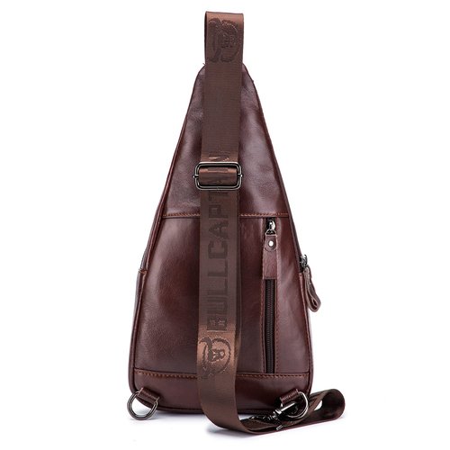 Hebetag Leather Sling Crossbody Bag Casual Daypack for Men Women Outdoor Travel Hiking Camping Fishing Shoulder Chest Pack Day Pack, Brown