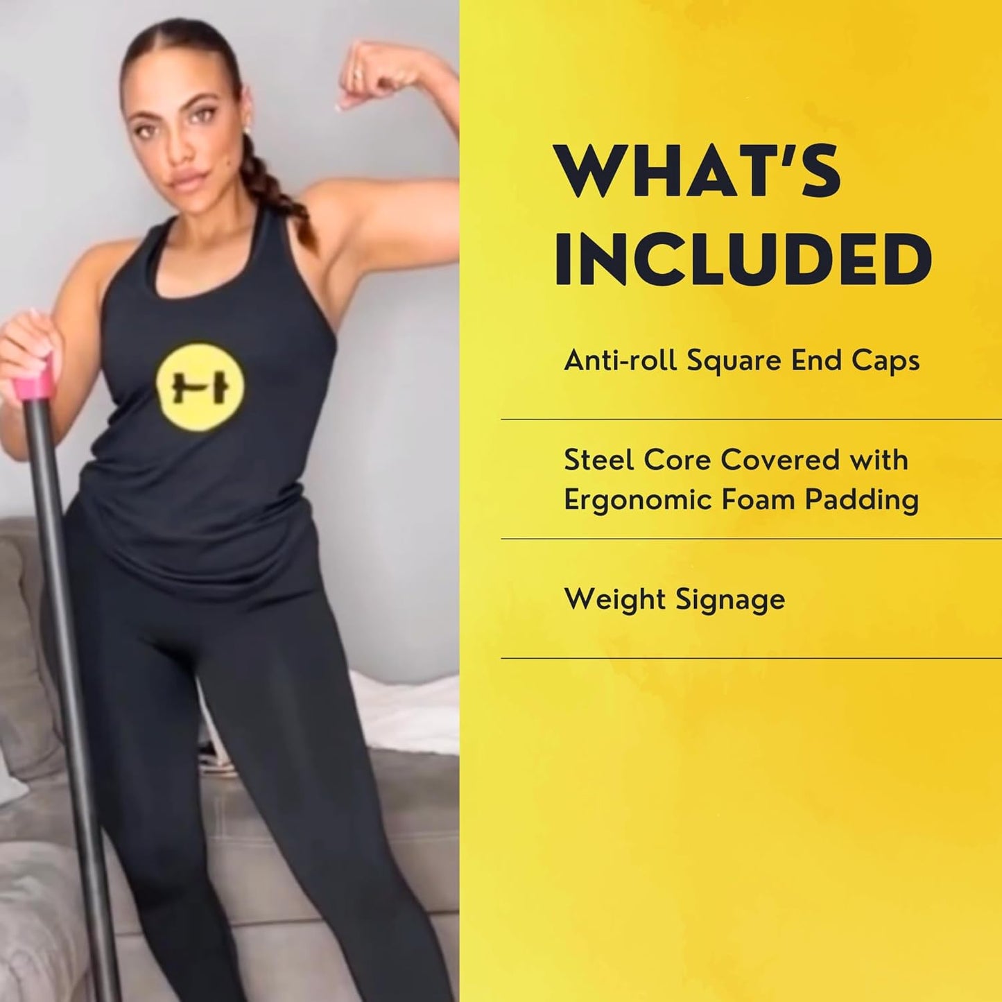 HulkFit Total Body Workout Weighted Exercise Bar Exercise Equipment for Mobility and Strength Training Squats, Lunges, Bench Press, and Deadlifts - Multiple Weights and Multicolor