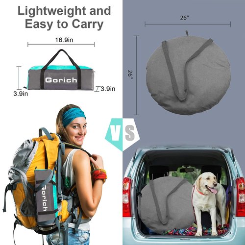 Gorich Beach Tent for 3 People + Beach Tent Poles for Replacement (3 People, Dark Shelter Turquorise)